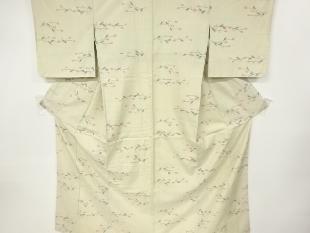 JAPANESE KIMONO / ANTIQUE KIMONO / SILK / FUSHI TSUMUGI / WOVEN FLOWER